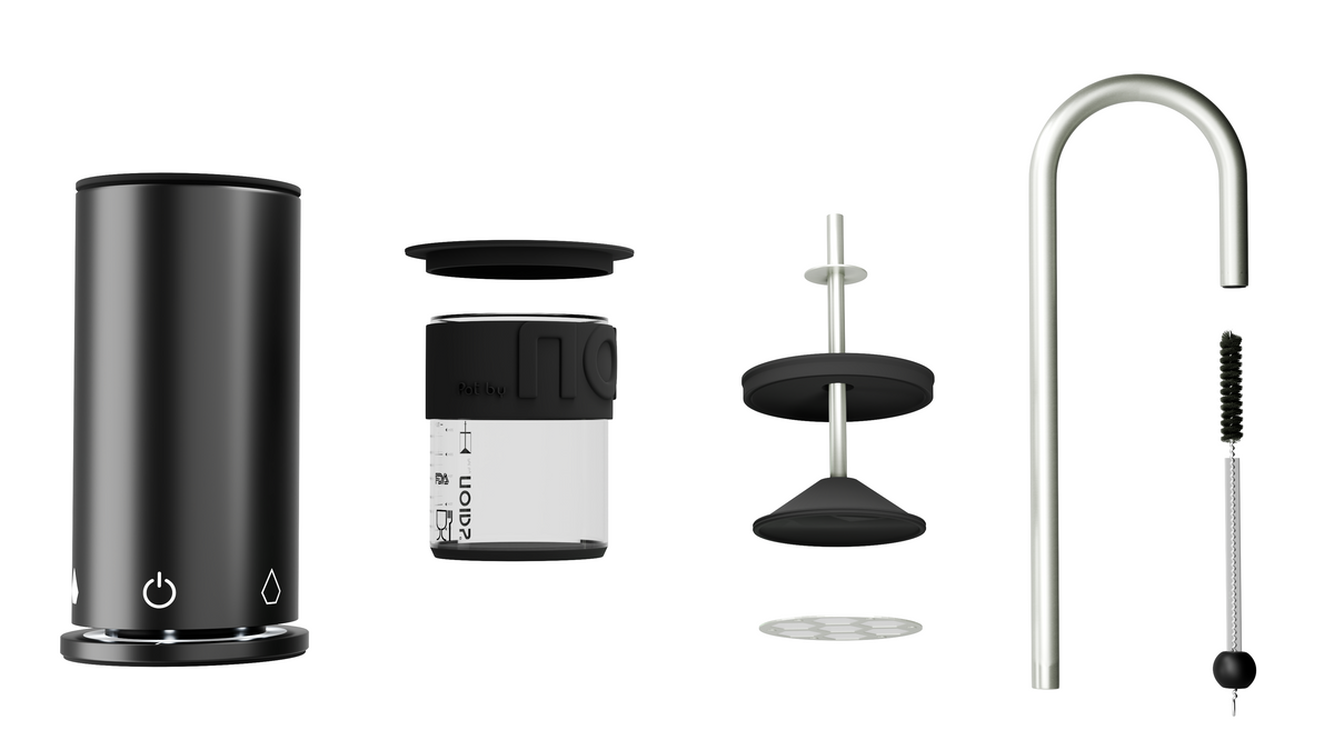 NOIDS POT Extraktor mit Glasbehälter, Filtereinsätzen und Rührstab