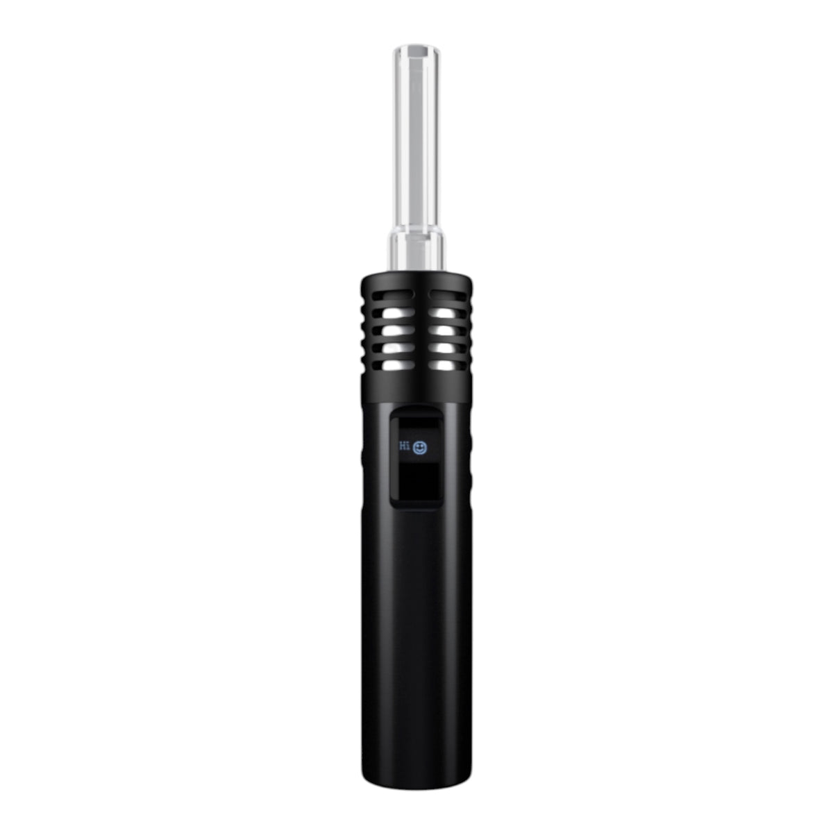 Arizer Air Max Vaporizer in Schwarz mit eingesetztem Glasmundstück