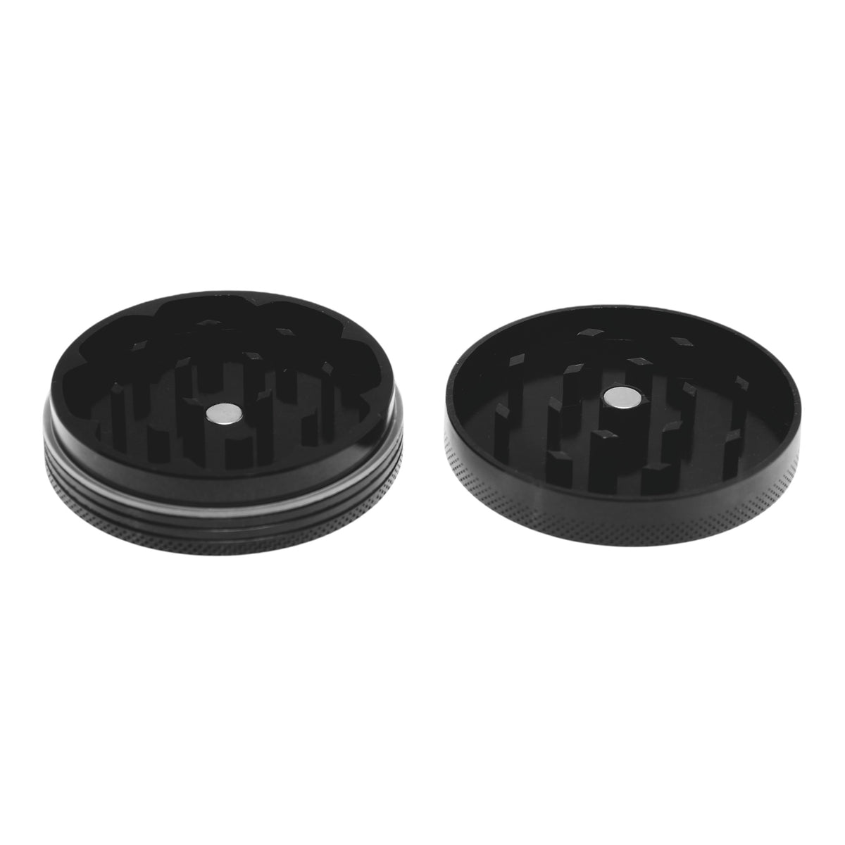 Black Leaf Alu Grinder 2 teilig Schwarz geöffnet