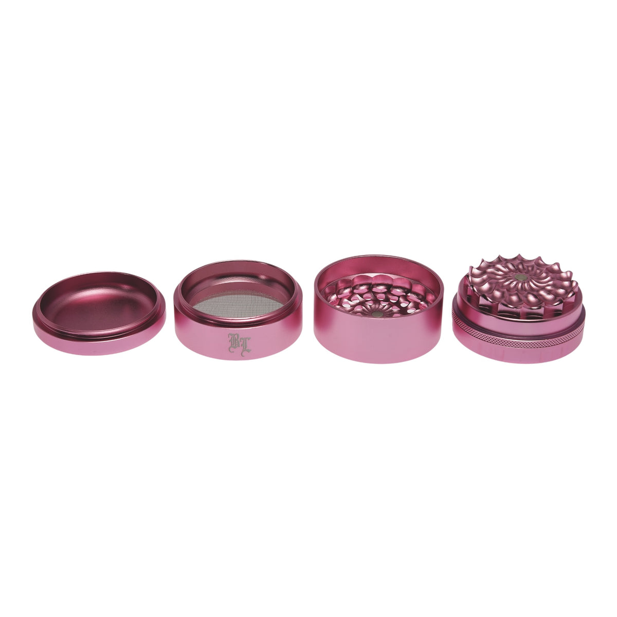 Black Leaf CNC Flowergrinder / Blumengrinder Rosa/Pink 4 Teile