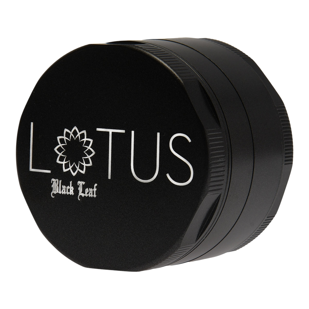 Black Leaf Lotus Grinder schwarz Deatils Deckel mit Logo