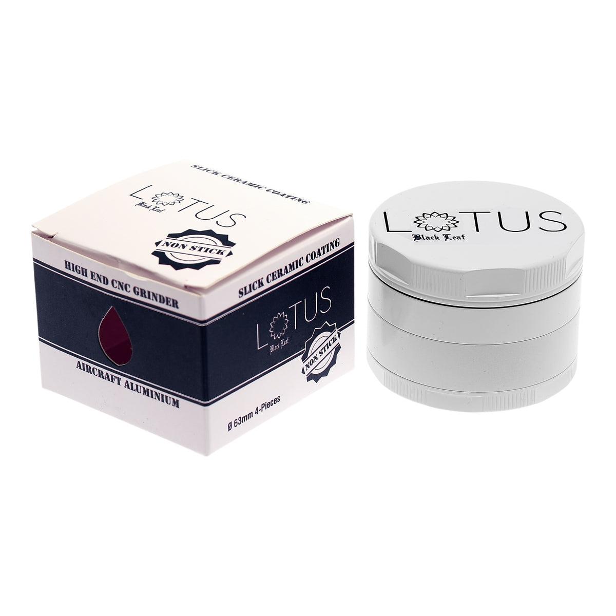 Black Leaf Lotus Grinder weiss geschlossen mit Verpackung