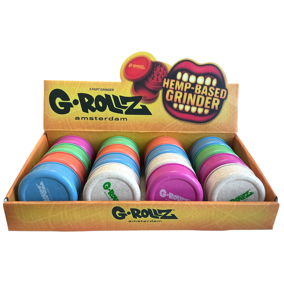 G-Rollz Hemp Grinder 3tlg verschiedene Farben im Display