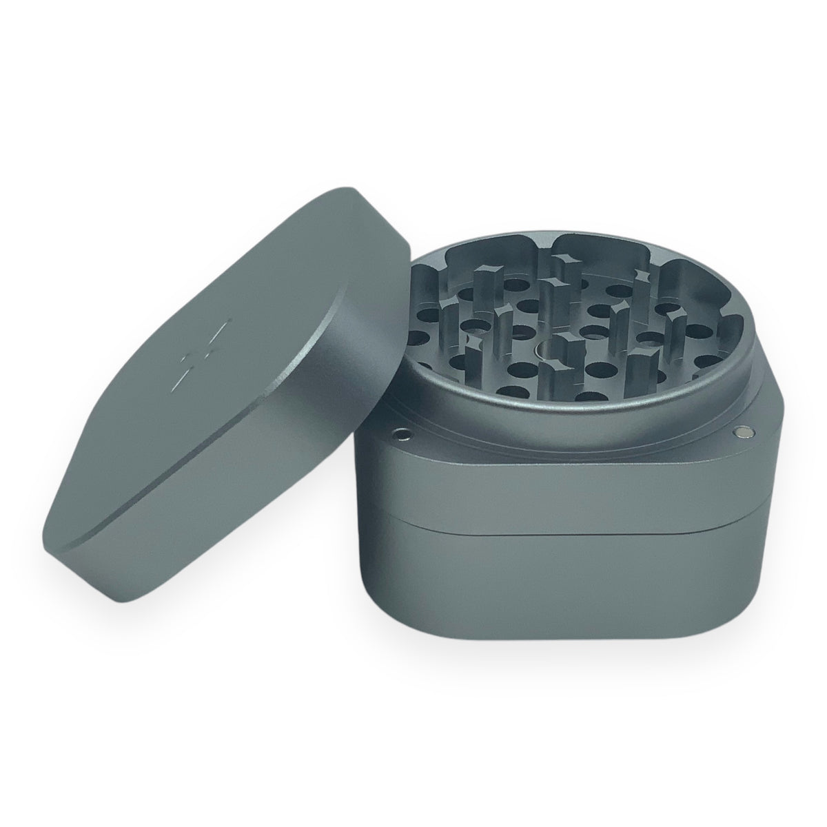 PAX Grinder Silber geöffnet seitlich