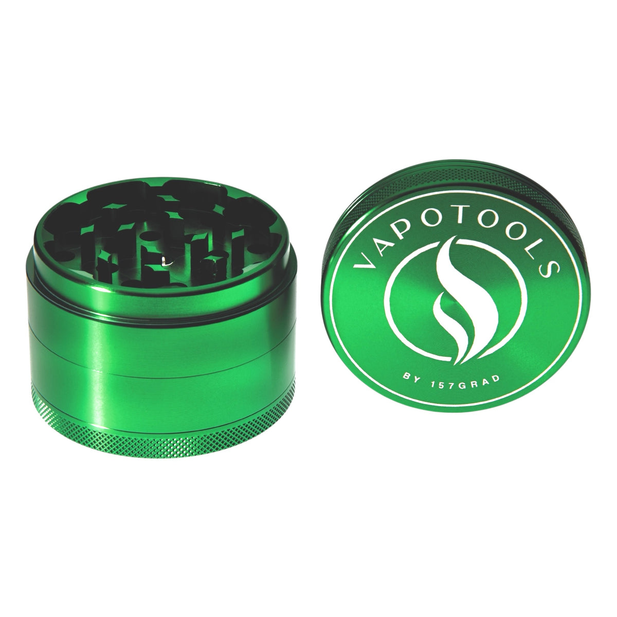 Vapotools by 157Grad Aluminium Premium Grinder Grün geöffnetem Deckel