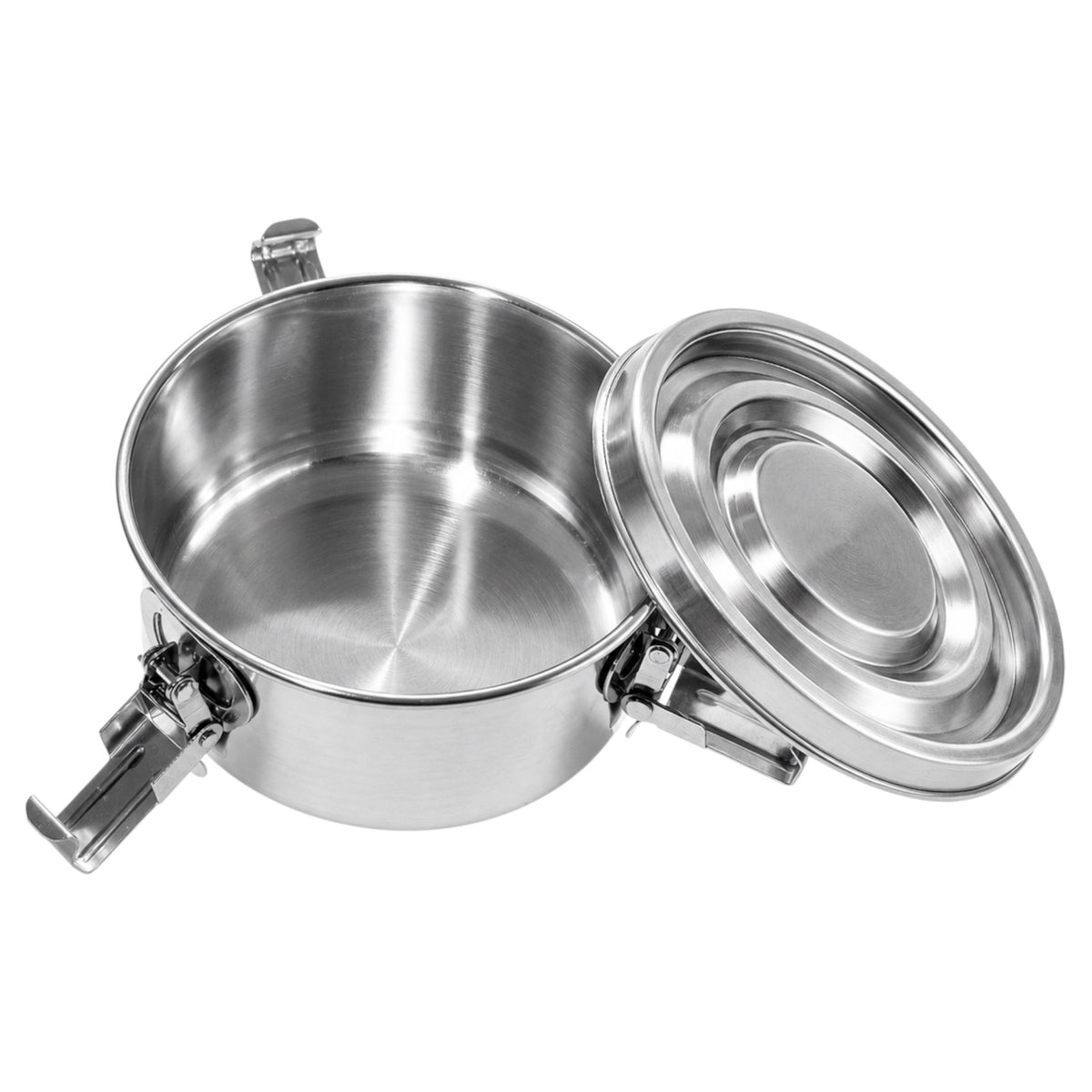 Vapotools by 157Grad Edelstahl-Vorratsbehälter 300ml geöffnet Deckel liegt schräg auf der Dose