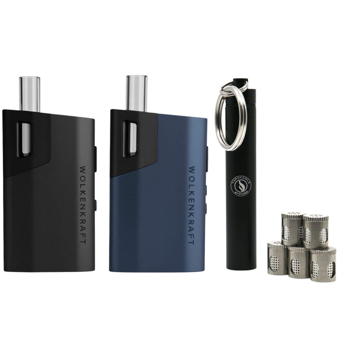Wolkenkraft Äris in Schwarz und Blau mit Vapotools Dosierkapseln als Spar-Set