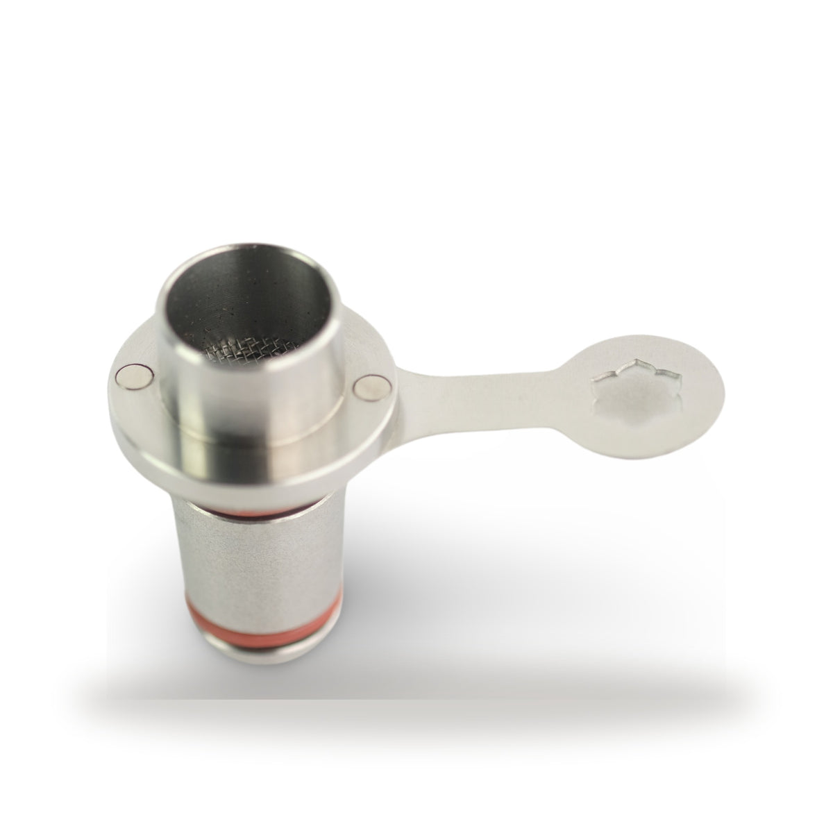 14-mm-Adapter des INHALE Lotus aus Edelstahl mit Griff und O-Ringen