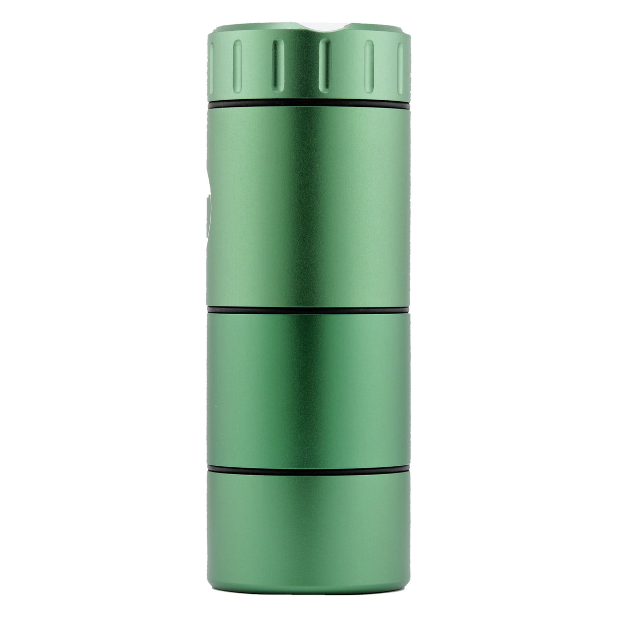 Vapotools by 157Grad Storage Debowler in Grün, Seitenansicht mit Kerbe im Deckel