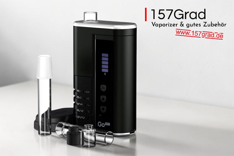 Arizer GO SRT Vaporizer mit aufgesetztem Glasmundstück