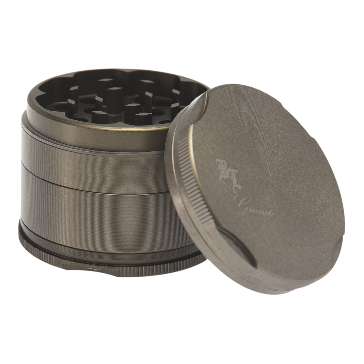 Black Leaf New Edge Granite Grinder 50mm  geöffnet Deckel schräg