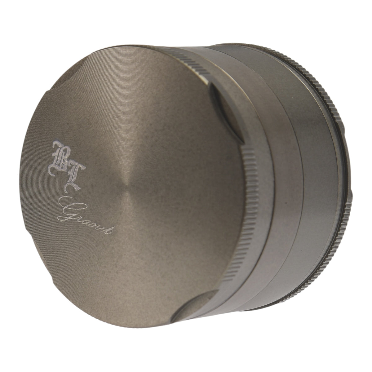 Black Leaf New Edge Granite Grinder 50mm Details Deckel Logo
