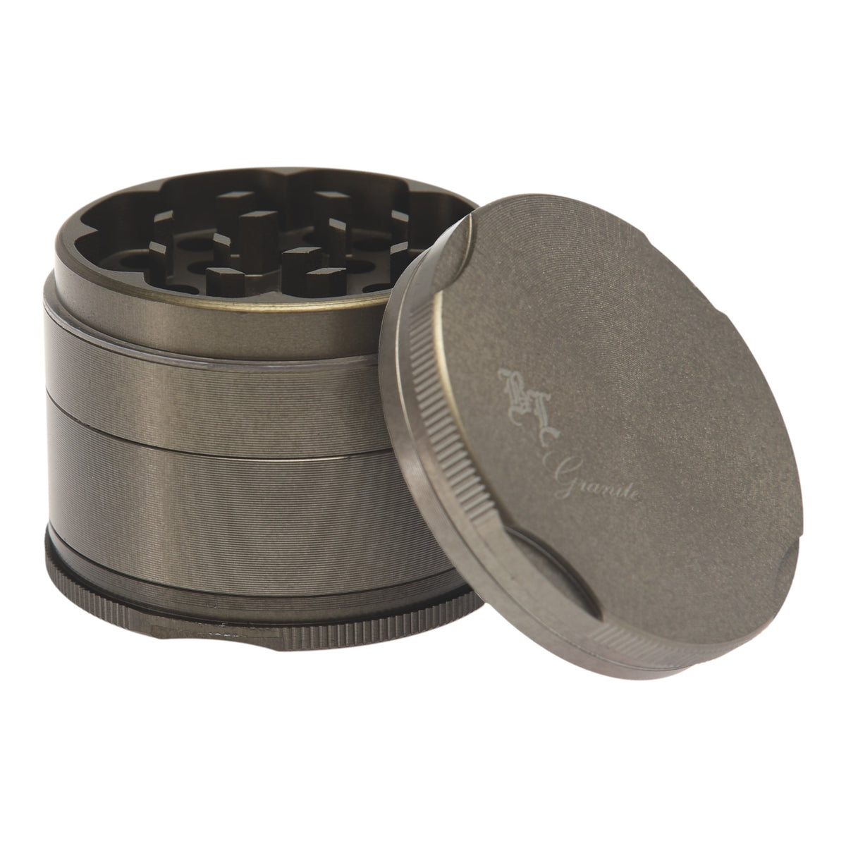 Black Leaf New Edge Granite Grinder 55mm geöffnet Deckel schräg