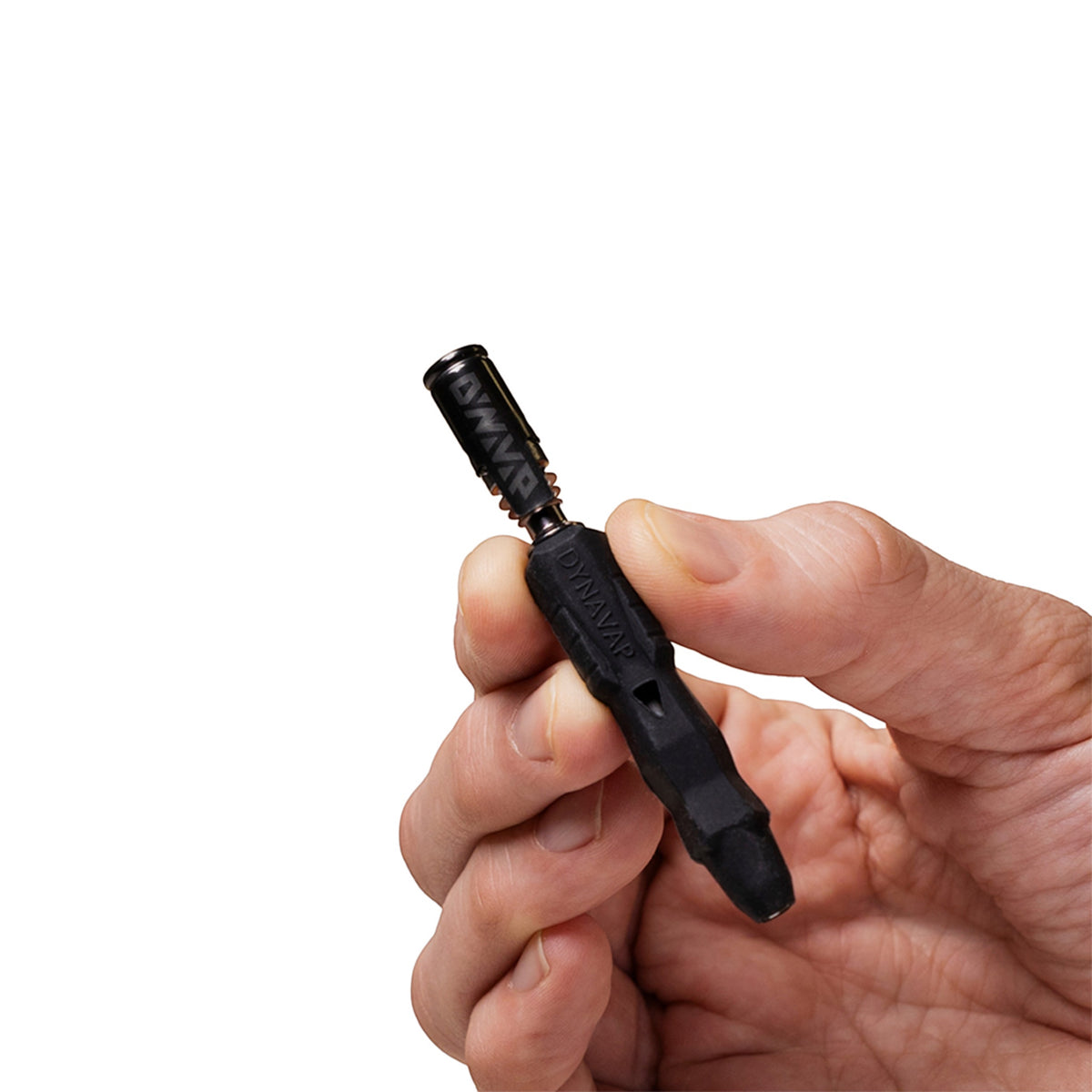 DynaVap B2 Stealth Schwarz zwischen drei Fingern 