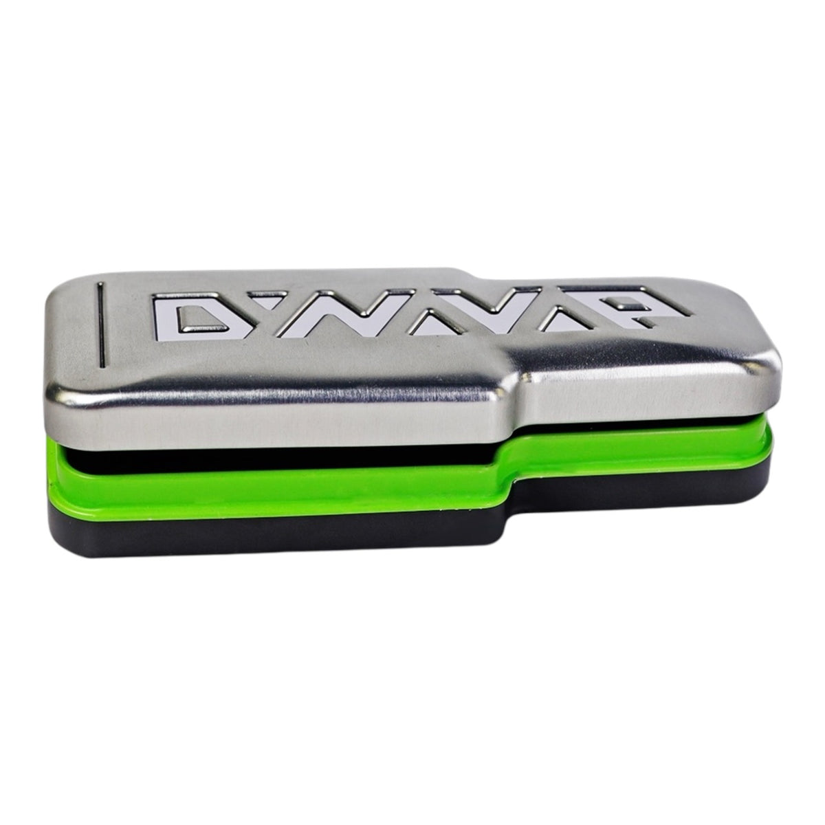Geschlossenes DynaVap-Etui aus Metall mit grünem Rand
