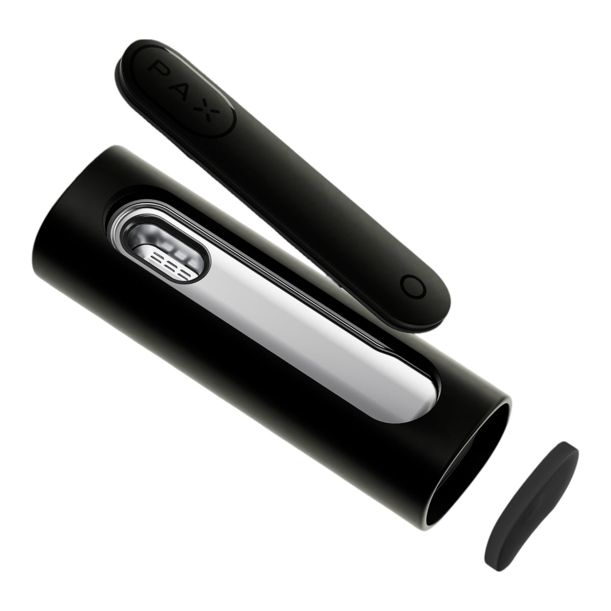Pax Flow Onyx Vaporizer mit geöffneter Kammer und abgenommendem Mundstück