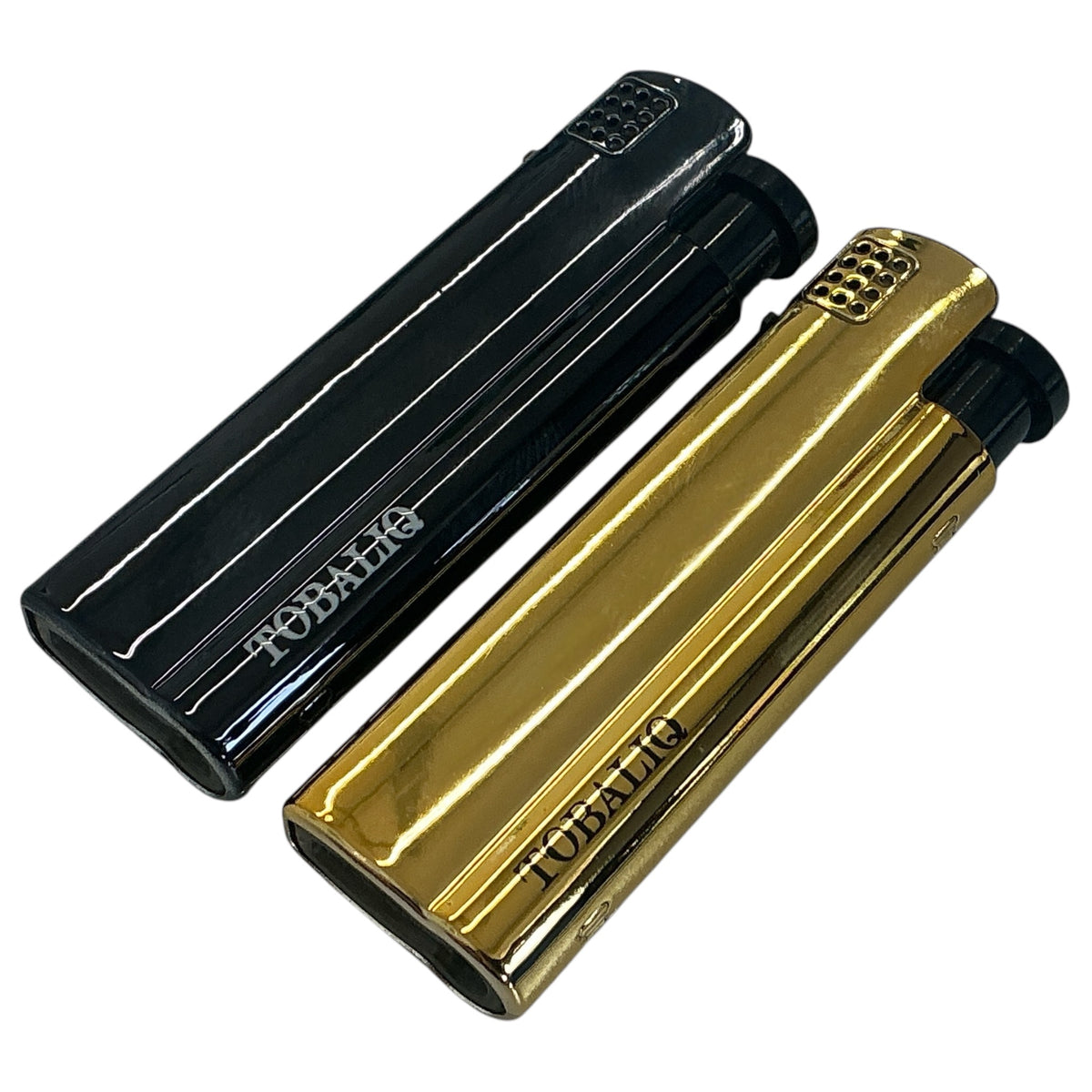 Tobaliq Jet Feuerzeug SFX9 Elegance Schwarz und Gold liegend glänzend