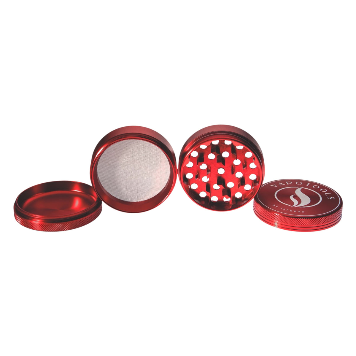 Vapotools by 157Grad Aluminium Premium Grinder Rot 4 Teile Details Sieb und Mahlwerk