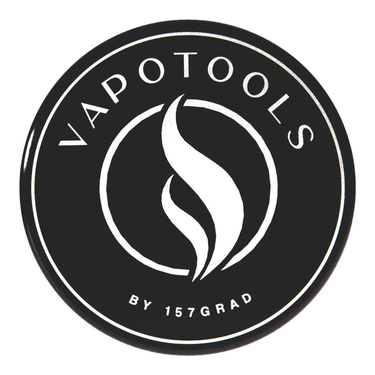 Vapotools by 157Grad Aluminium Premium Grinder Schwarz Deckel Detail Logo