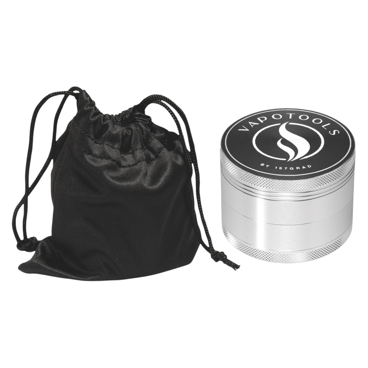 Vapotools by 157Grad Aluminium Premium Grinder Silber mit Aufbewahrungsbeutel