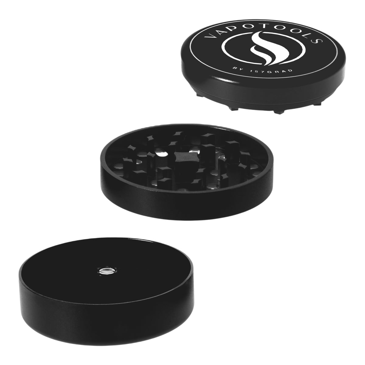 Vapotools by 157Grad Aluminium Ultra Grinder Schwarz geöffnet 3 Teile Details