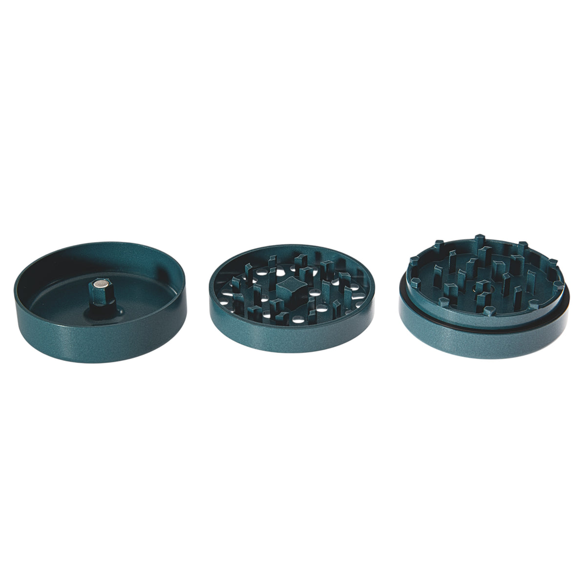 Vapotools by 157Grad Ceramic Ultra Grinder Grün geöffnet in 3 Teile nebeneinander Details Mahlwerk