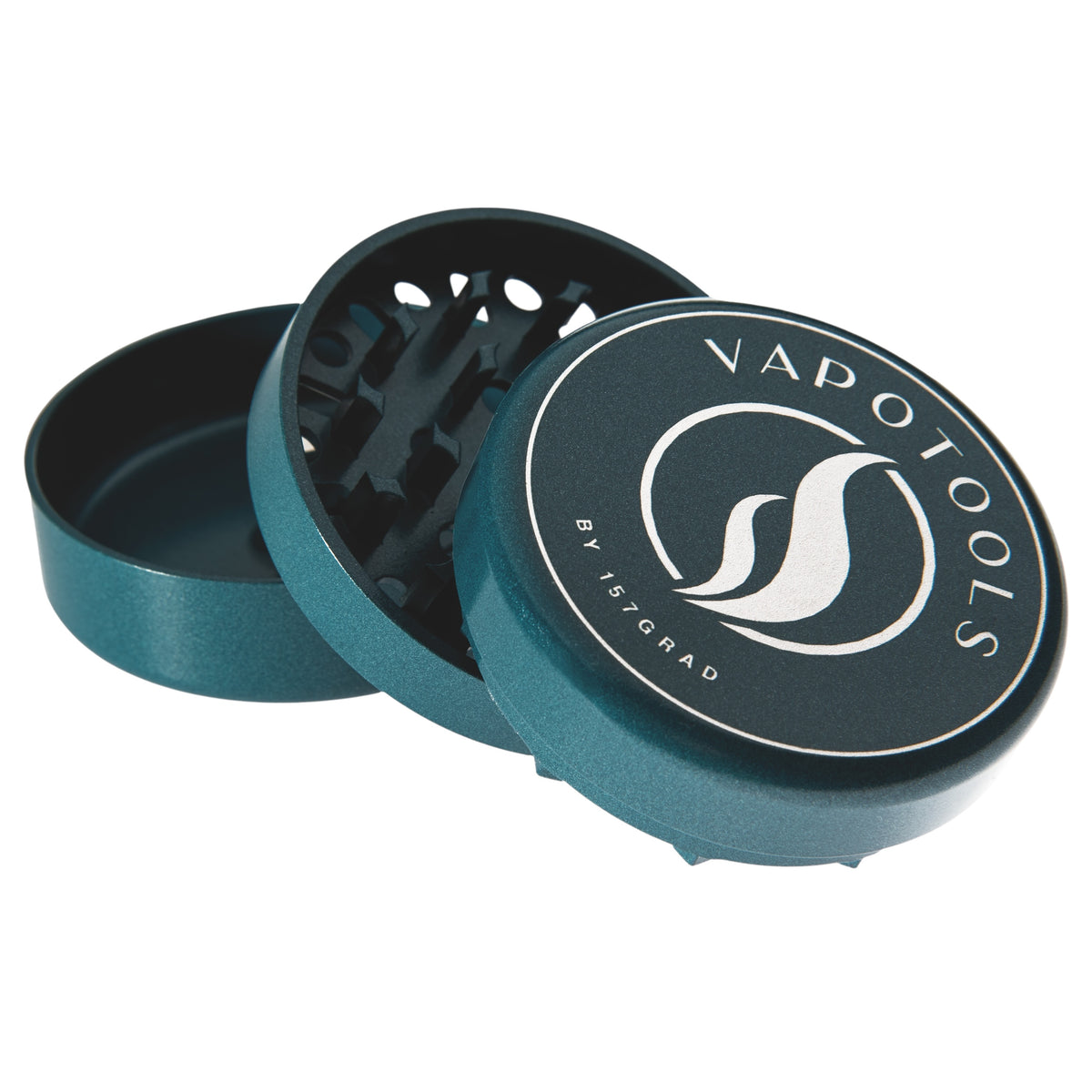 Vapotools by 157Grad Ceramic Ultra Grinder Grün geöffnet in 3 Teile aufeinander