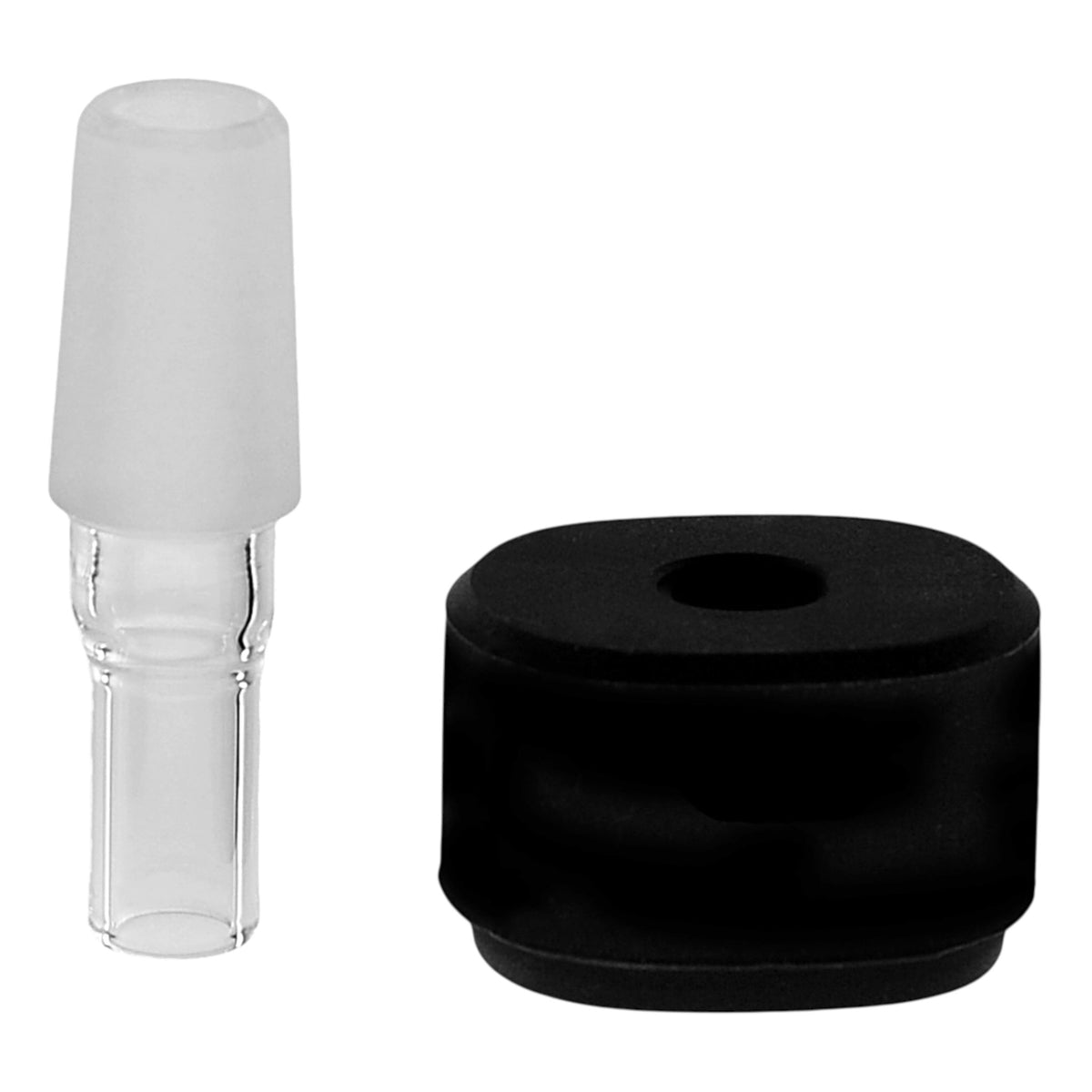  Vapotools by 157Grad Wasserfilteradpater passend für den Pax Flow 14mm Adapter und Silikonhalter nebeneinander