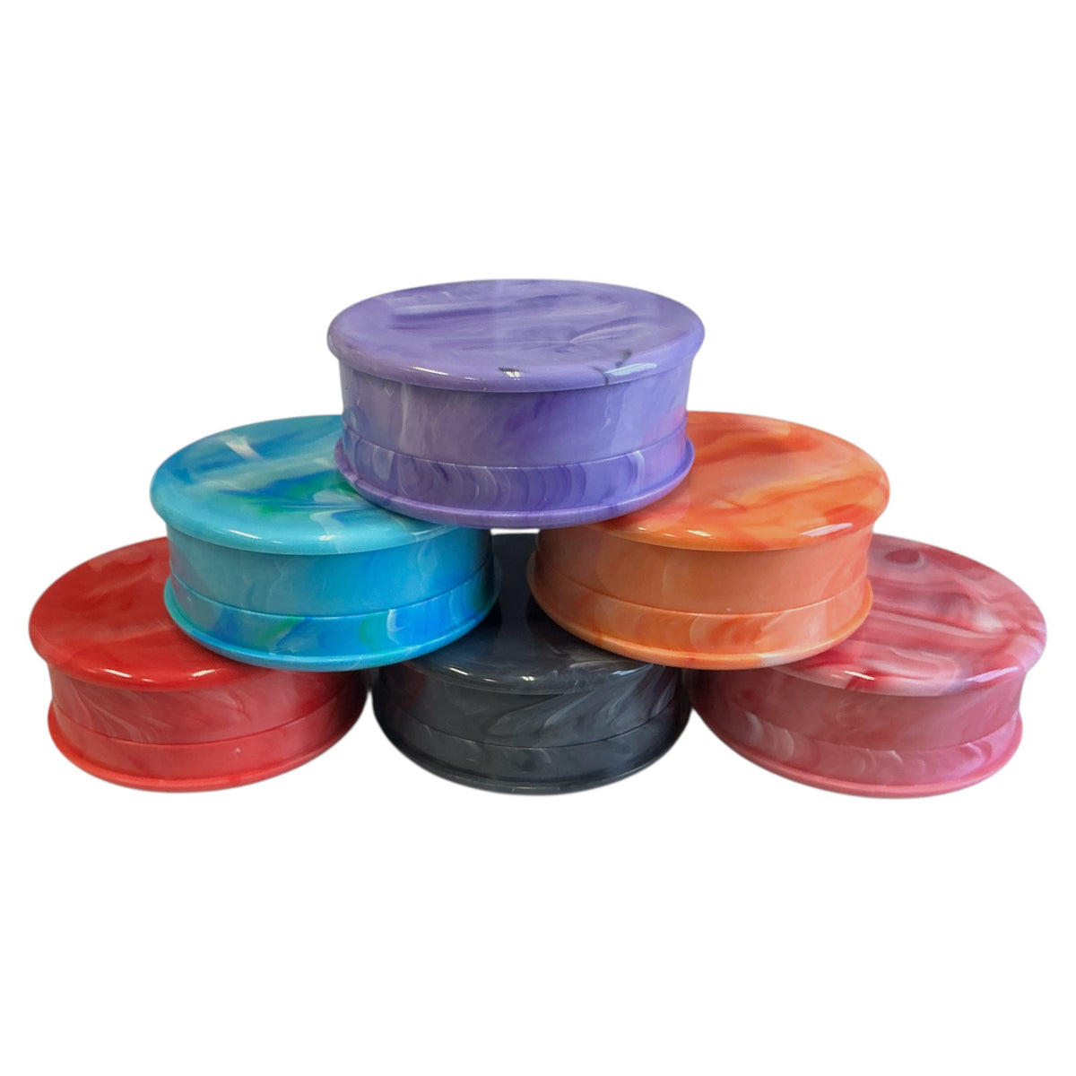 Vapotools by 157Grad Plastik Grinder 3tlg in 6 Farben aufeinander gestapelt