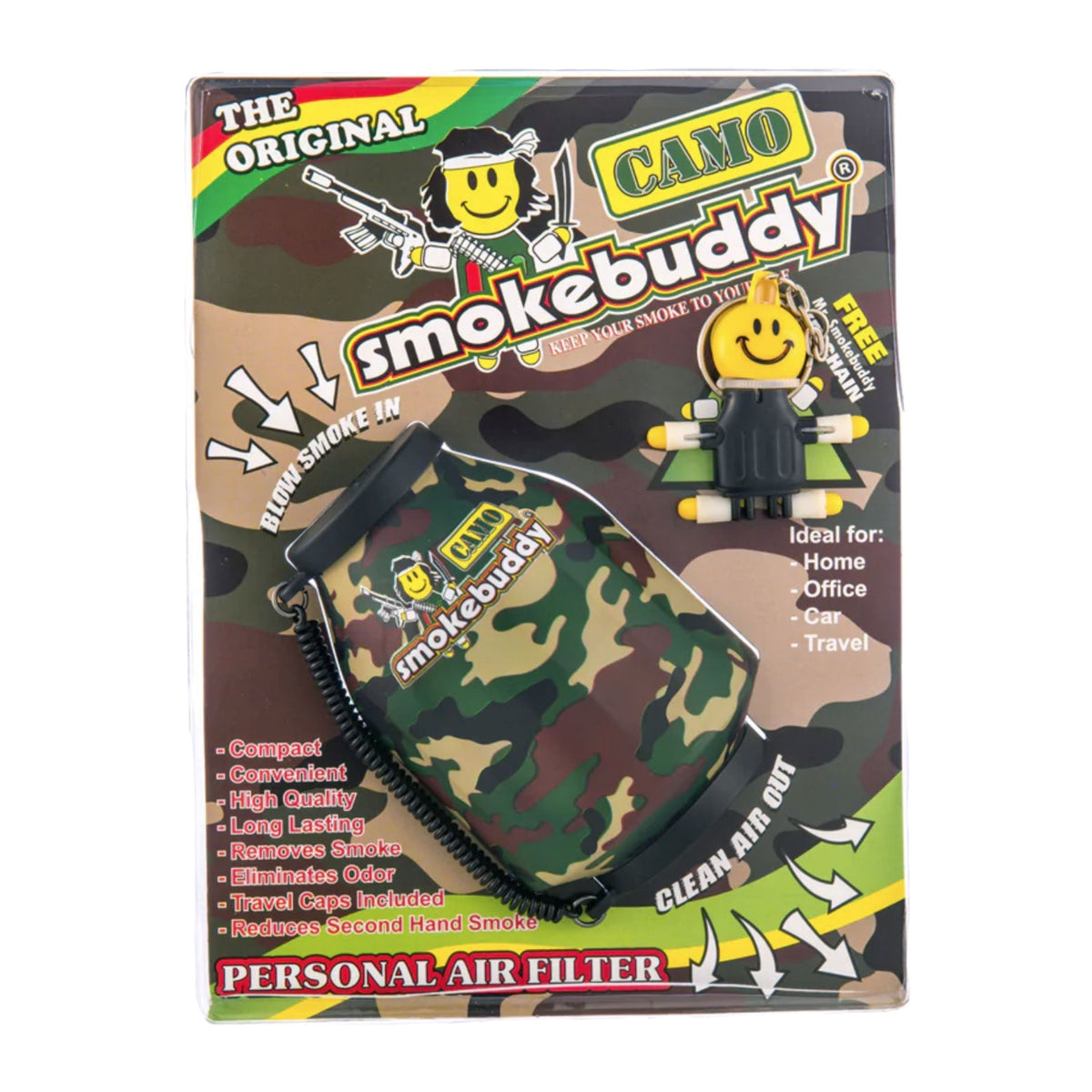 Verpackung des Smokebuddy Luftfilters im Camouflage-Muster